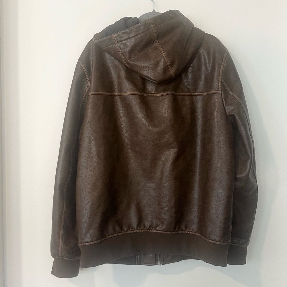Levi’s Brown Faux Leather Hooded Jacket L - Picture 6 of 9